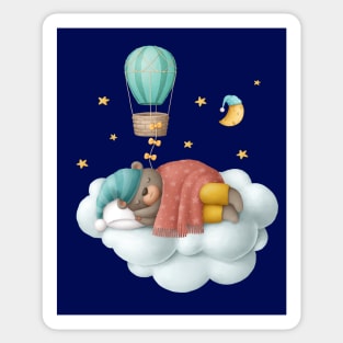 Dreaming bear on the cloud Sticker